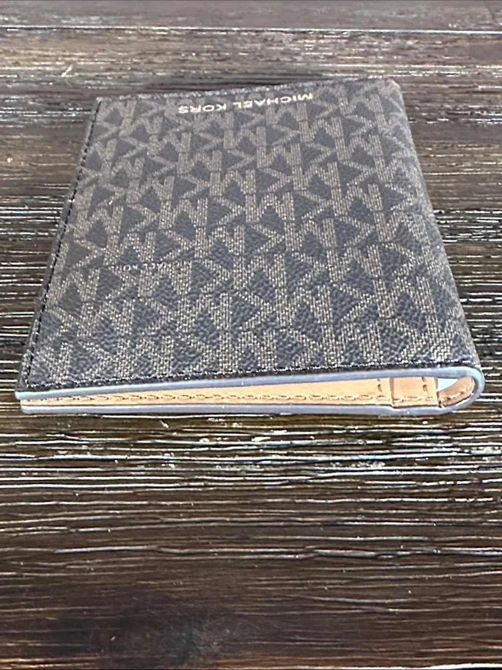 NWOT! Michael Kors Logo-Print Passport Card Holder in Dark Brown